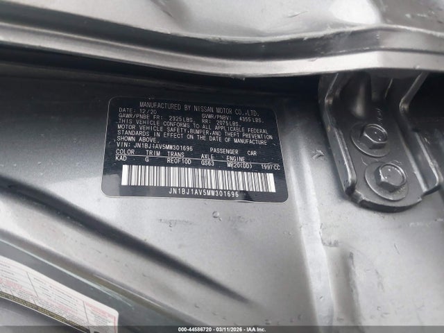 Aukcja sprzedaży 2021 Nissan Rogue Sport S Fwd Xtronic Cvt, vin: JN1BJ1AV5MW301696, numer aukcji: 44586720