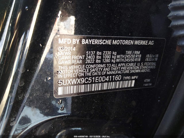 Продаж на аукціоні авто 2014 Bmw X3 Xdrive28i, vin: 5UXWX9C51E0D41160, номер лоту: 44586749