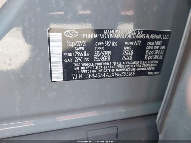 5NMS64AJXNH395169 Hyundai Santa Fe Xrt