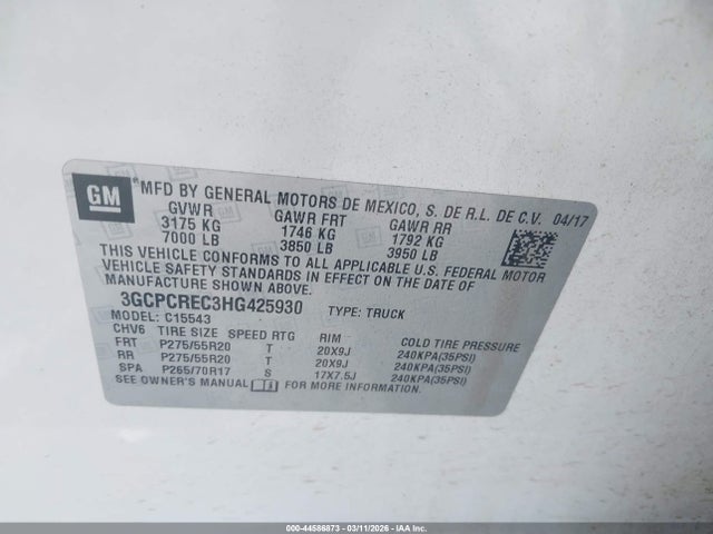3GCPCREC3HG425930 Chevrolet Silverado 1500 1lt