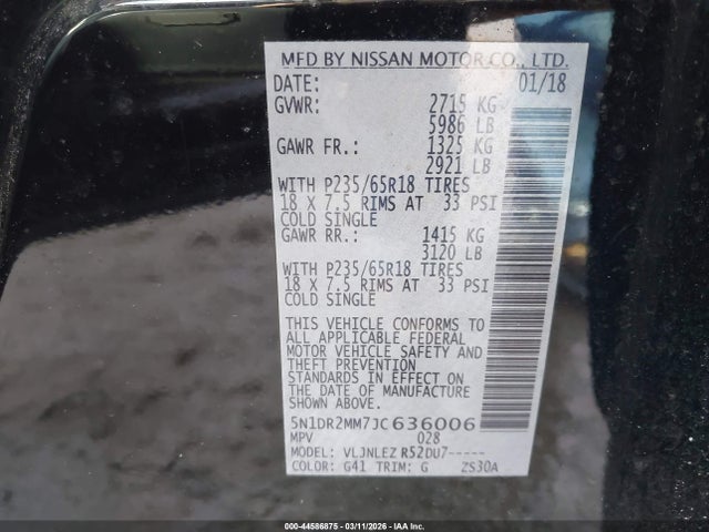 Nissan Pathfinder Sv 2018 5N1DR2MM7JC636006 Image 9