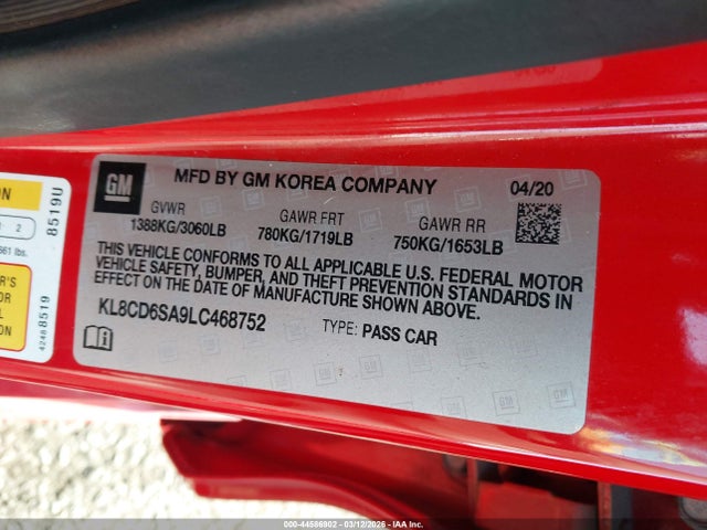 KL8CD6SA9LC468752 Chevrolet Spark Fwd 1lt Automatic