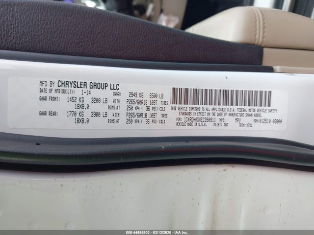 Продаж на аукціоні авто 2014 Dodge Durango Sxt, vin: 1C4RDHAGXEC390911, номер лоту: 44586903