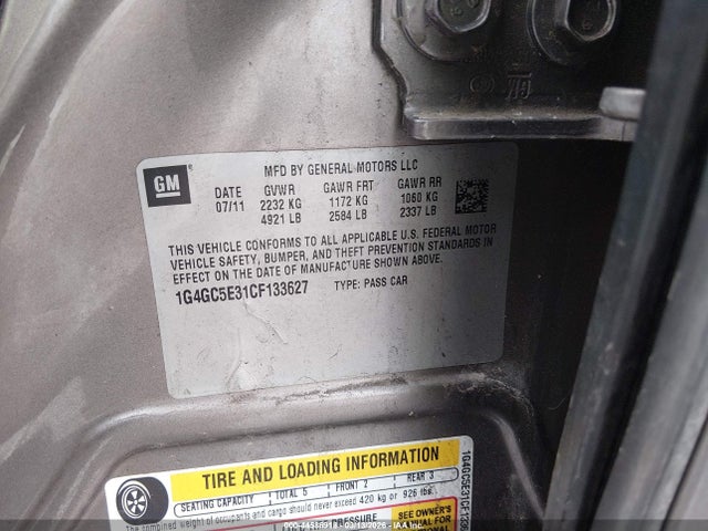 Продаж на аукціоні авто 2012 Buick Lacrosse Leather Group, vin: 1G4GC5E31CF133627, номер лоту: 44586918