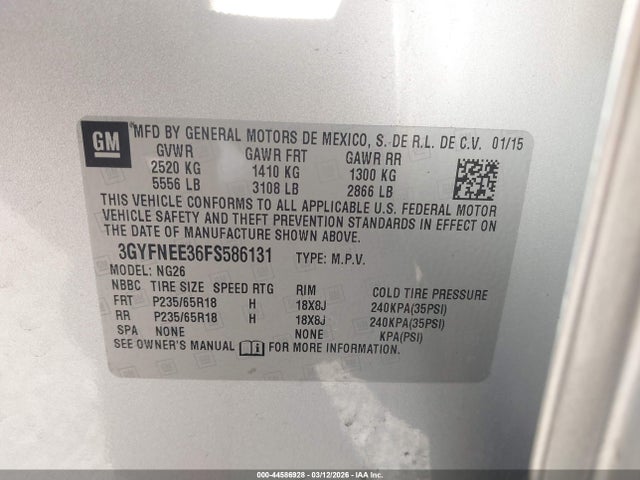 Продажа на аукционе авто 2015 Cadillac Srx Luxury Collection, vin: 3GYFNEE36FS586131, номер лота: 44586928