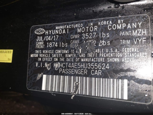 Aukcja sprzedaży 2017 Hyundai Accent Se, vin: KMHCT4AE5HU355624, numer aukcji: 44586941
