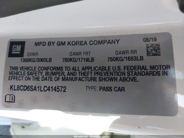 Chevrolet Spark Fwd 1lt Automatic 2020 KL8CD6SA1LC414572 Image 9