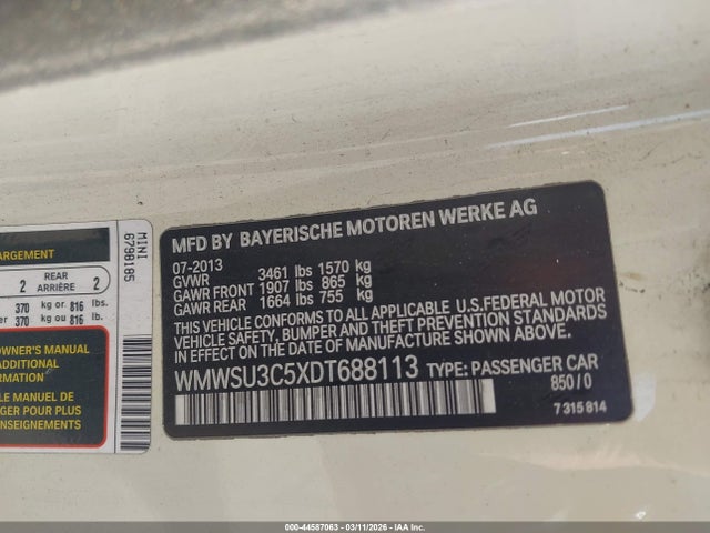 2013 MINI HARDTOP WMWSU3C5XDT688113 Photo 8