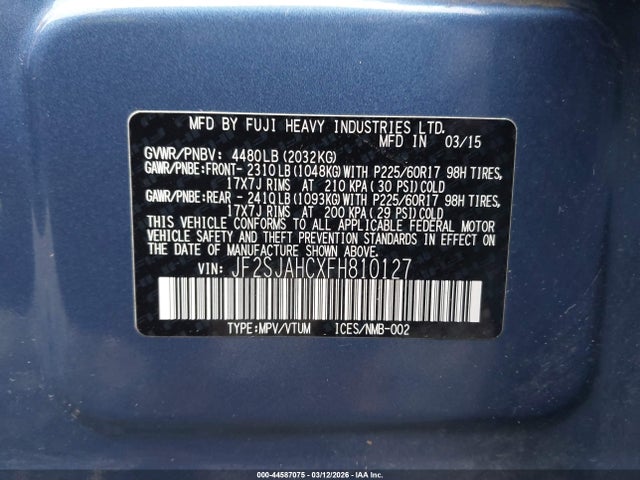 JF2SJAHCXFH810127 Subaru Forester 2.5i Limited