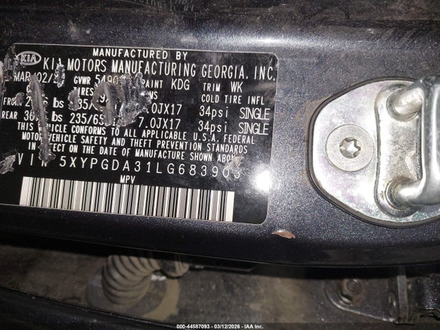 5XYPGDA31LG683903 KIA Sorento 2.4l Lx