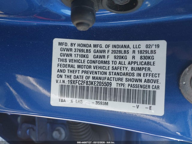 Honda Civic Sport 2019 19XFC2F83KE205509 Image 9