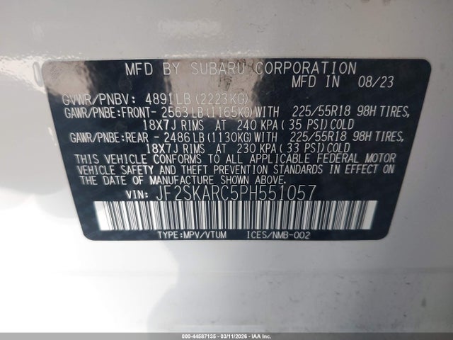 2023 SUBARU FORESTER JF2SKARC5PH551057 Photo 8