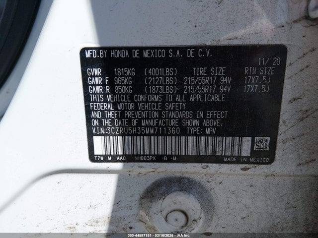 2021 HONDA HR-V 3CZRU5H35MM711360 Photo 8