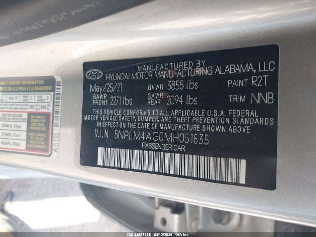5NPLM4AG0MH051835 Hyundai ELANTRA SEL