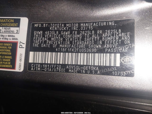 Aukcja sprzedaży 2015 Toyota Camry Se, vin: 4T1BF1FK2FU053690, numer aukcji: 44587204