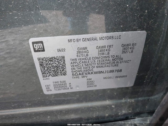 Продаж на аукціоні авто 2022 Buick Enclave Awd Essence, vin: 5GAEVAKW8NJ189708, номер лоту: 44587205