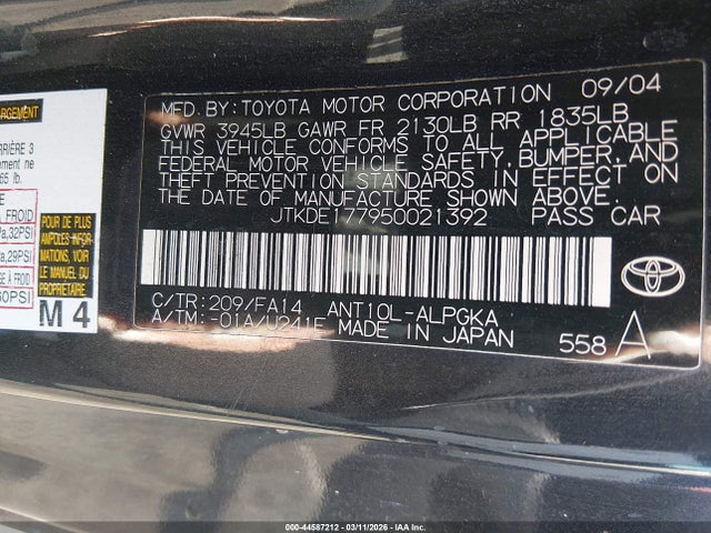 Продажа на аукционе авто 2005 Scion Tc, vin: JTKDE177950021392, номер лота: 44587212