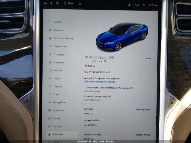 Aukcja sprzedaży 2015 Tesla Model S 70d/85d/p85d, vin: 5YJSA1H21FFP73183, numer aukcji: 44587221