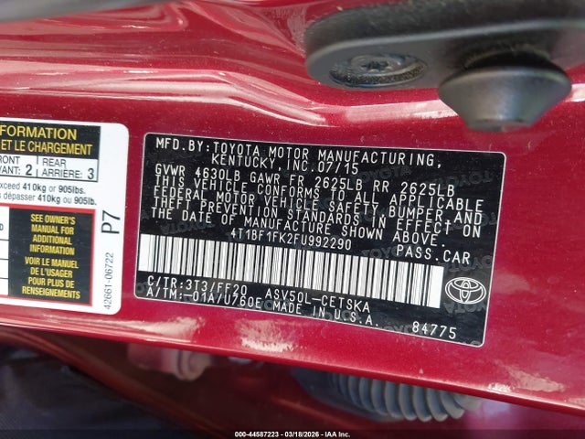Toyota CAMRY SE 2015 4T1BF1FK2FU992290 Image 9