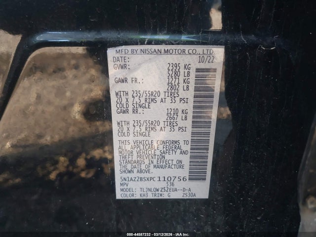 Продажа на аукционе авто 2023 Nissan Murano Sv Intelligent Awd, vin: 5N1AZ2BSXPC110756, номер лота: 44587232