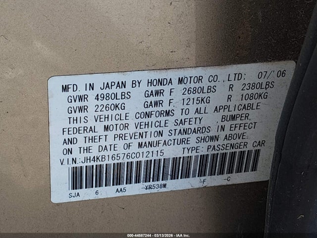 2006 ACURA RL JH4KB16576C012115 Photo 8