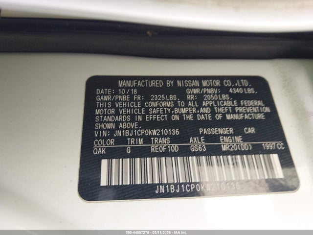 JN1BJ1CP0KW210136 Nissan Rogue Sport S