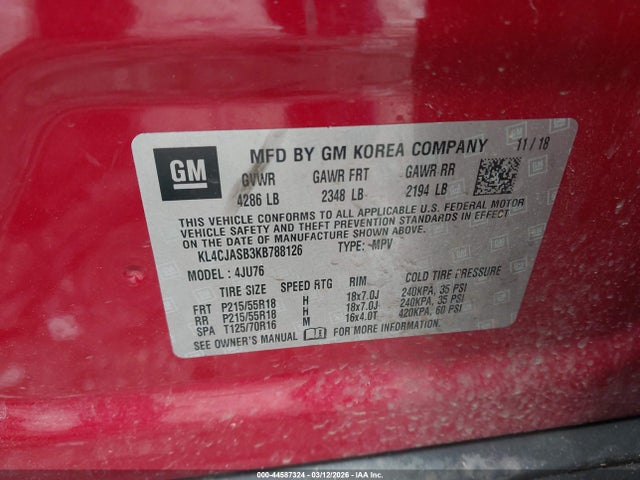Продаж на аукціоні авто 2019 Buick Encore Fwd Preferred, vin: KL4CJASB3KB788126, номер лоту: 44587324