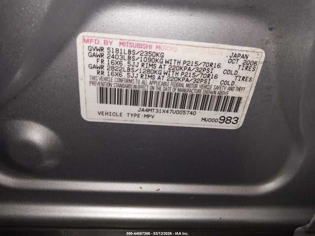 2007 MITSUBISHI OUTLANDER JA4MT31X47U005740 Photo 8