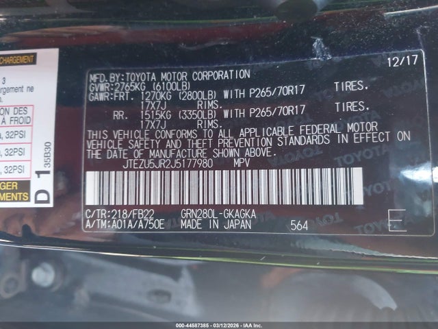 2018 TOYOTA 4RUNNER JTEZU5JR2J5177980 Photo 8