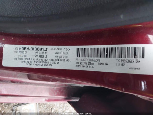 Продажа на аукционе авто 2015 Chrysler 200 Limited, vin: 1C3CCCAB8FN586503, номер лота: 44587391