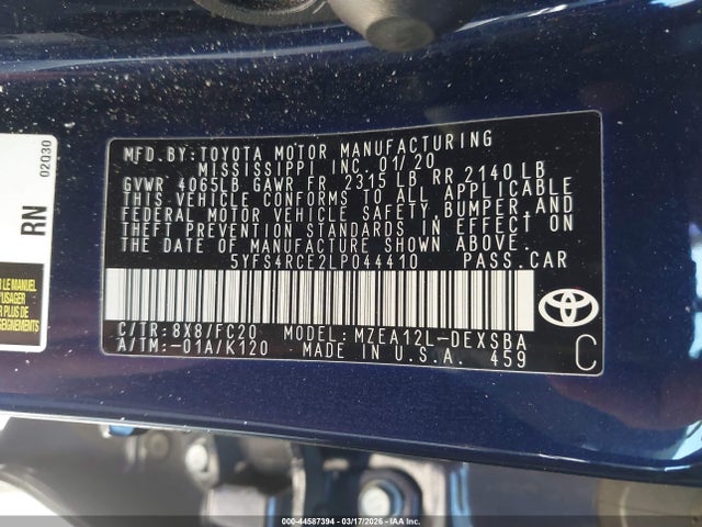 2020 TOYOTA COROLLA 5YFS4RCE2LP044410 Photo 8