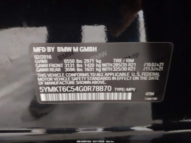 2016 BMW X5 M 5YMKT6C54G0R78870 Photo 8