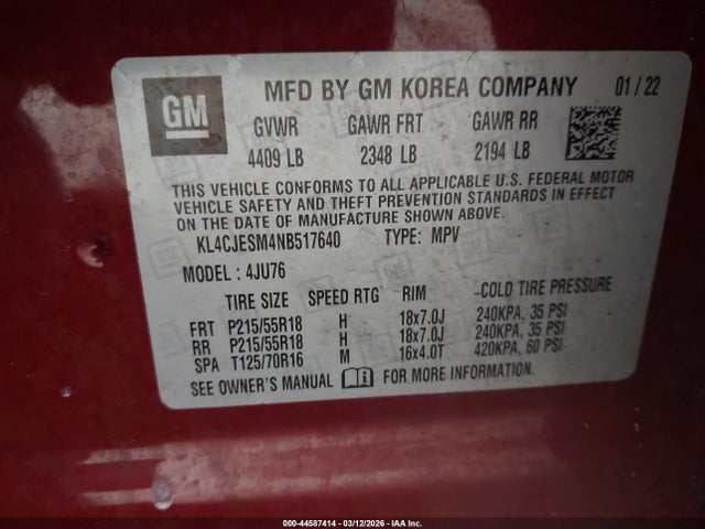 2022 BUICK ENCORE KL4CJESM4NB517640 Photo 8