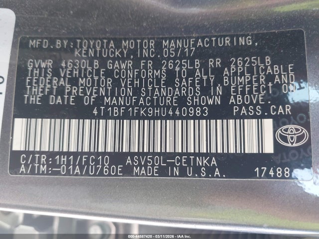 Toyota CAMRY LE 2017 4T1BF1FK9HU440983 Image 9