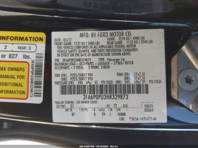 2017 FORD FUSION ENERGI 3FA6P0PU3HR329873 Photo 8