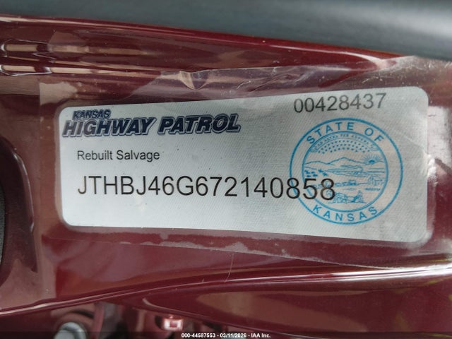 Продаж на аукціоні авто 2007 Lexus Es 350, vin: JTHBJ46G672140858, номер лоту: 44587553