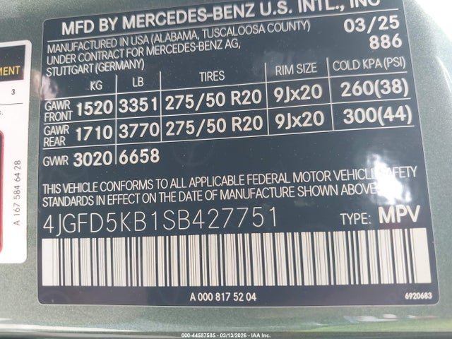 44587585 :رقم المزاد ، 4JGFD5KB1SB427751 vin ، 2025 Mercedes-benz Gle 450 Coupe 4matic مزاد بيع