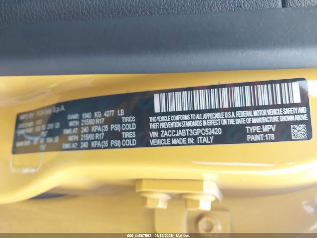 ZACCJABT3GPC52420 Jeep Renegade Latitude