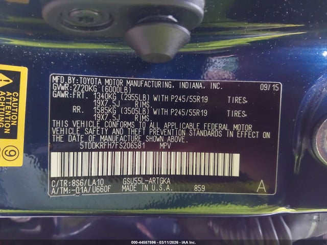 2015 TOYOTA HIGHLANDER 5TDDKRFH7FS206581 Photo 8