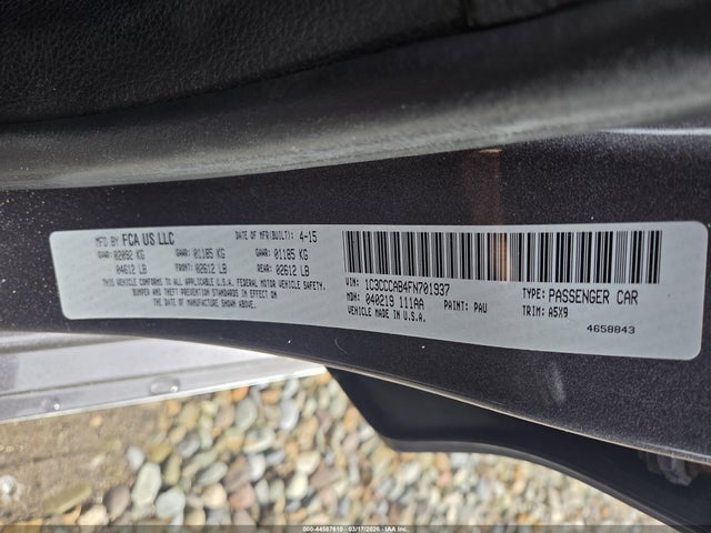 2015 Chrysler 200 Limited მანქანა იყიდება აუქციონზე, vin: 1C3CCCAB4FN701937, აუქციონის ნომერი: 44587610