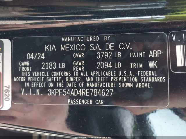 Продажа на аукционе авто 2024 Kia Forte Gt-line, vin: 3KPF54AD4RE784627, номер лота: 44587621