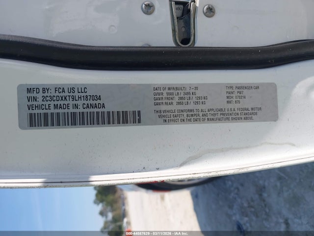 44587629 :رقم المزاد ، 2C3CDXKT9LH187034 vin ، 2020 Dodge Charger Police Awd مزاد بيع