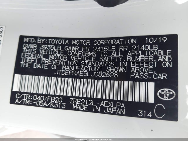 JTDEPRAE5LJ082628 Toyota COROLLA LE
