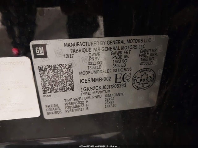 1GKS2CKJ0JR205393 GMC YUKON DENALI