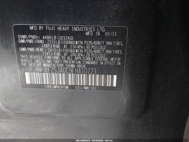 Продаж на аукціоні авто 2014 Subaru Forester 2.5i Premium, vin: JF2SJAGC9EH410723, номер лоту: 44587672