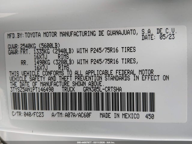 3TYSZ5AN1PT146490 Toyota Tacoma