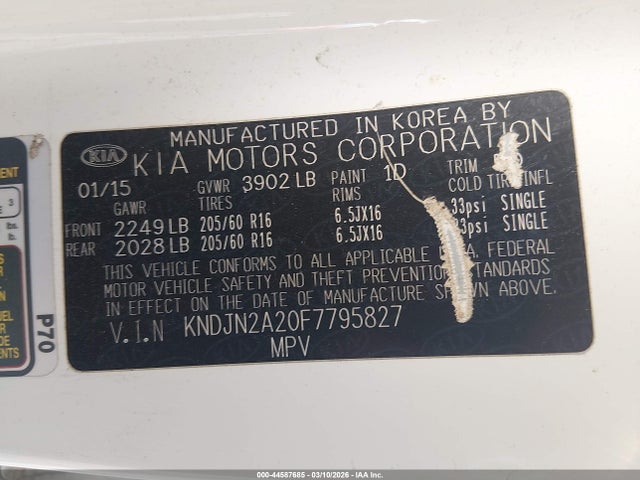 Продаж на аукціоні авто 2015 Kia Soul, vin: KNDJN2A20F7795827, номер лоту: 44587685