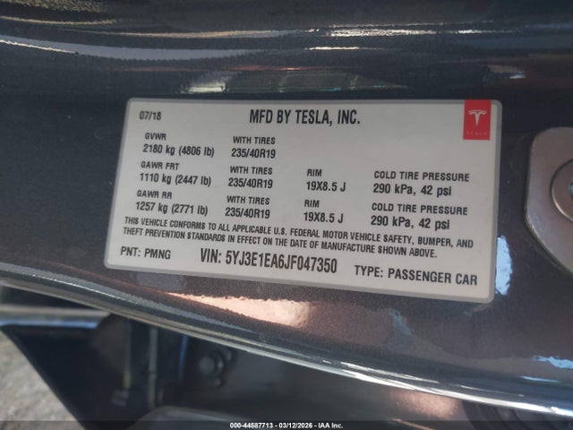 2018 TESLA MODEL 3 5YJ3E1EA6JF047350 Photo 8