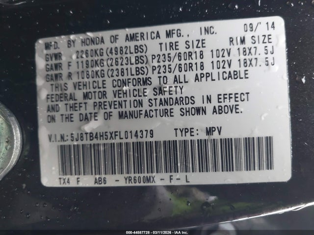 2015 ACURA RDX 5J8TB4H5XFL014379 Photo 8