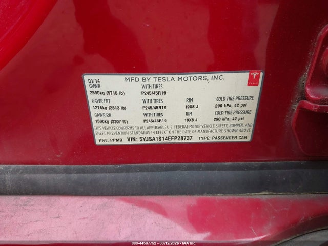2014 TESLA MODEL S 5YJSA1S14EFP28737 Photo 8